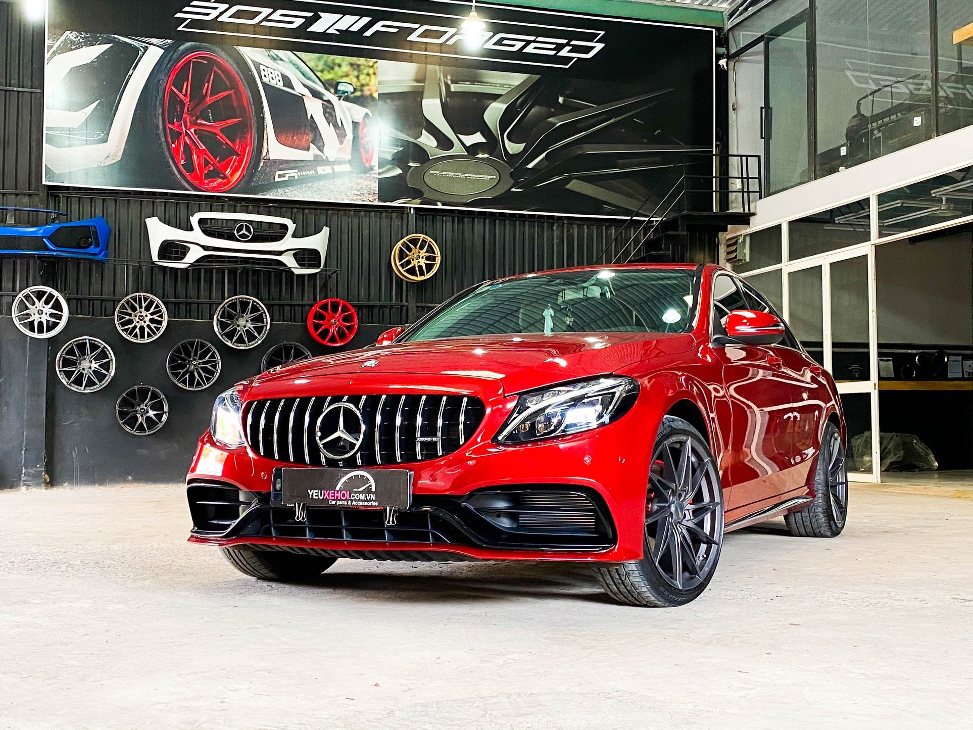 MERCEDES C250 LÊN BODYKIT C63 MIX C43 DIFFUSER