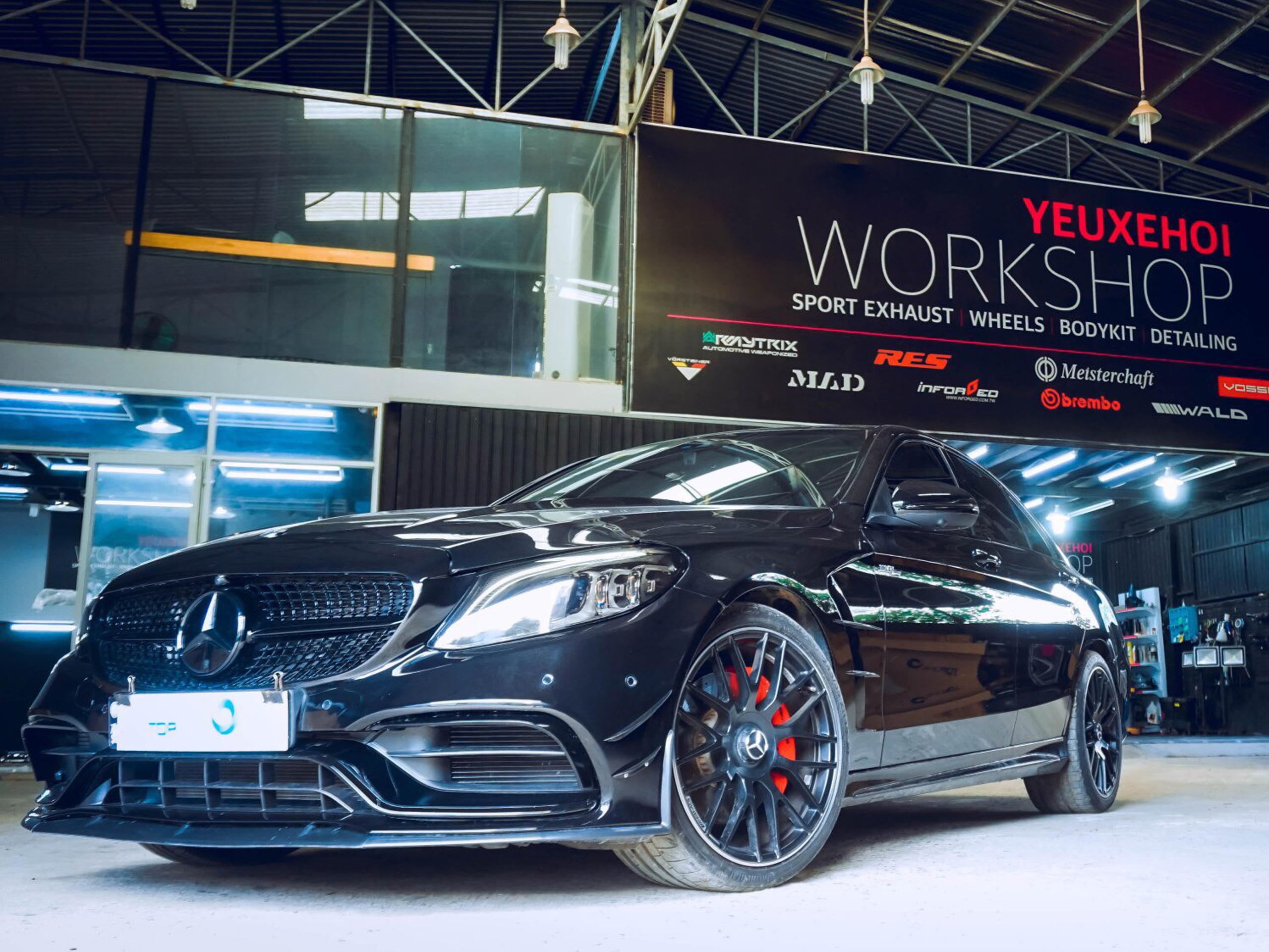 2020 MERCEDES C300 LÊN FULL BODY C63s TOPONE MIX REAR LIP BRABUS / RES EXHAUST