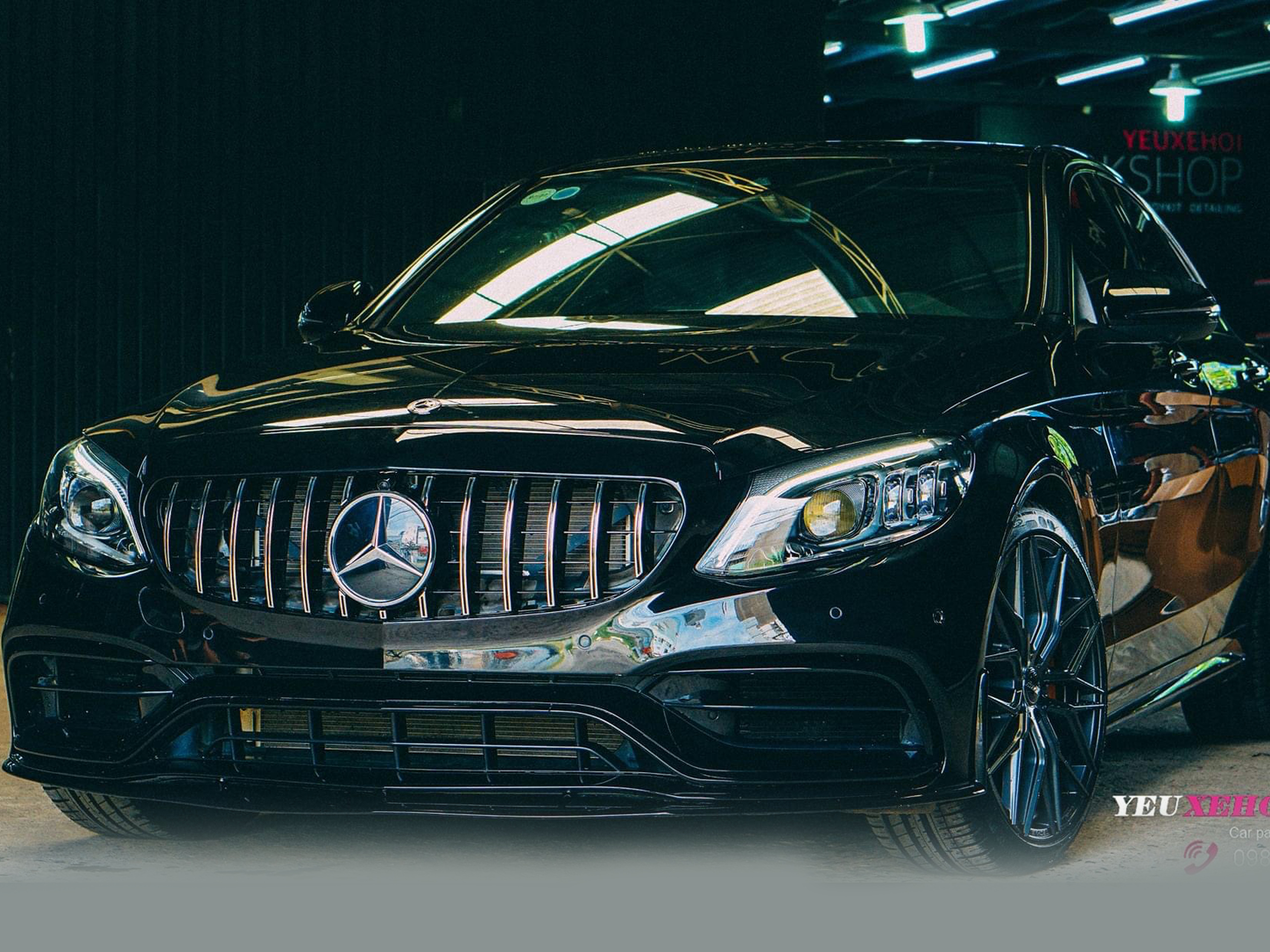 MERCEDES C300 AMG LÊN BODYKIT C63 TOPONE / 305FORGED WHEEL